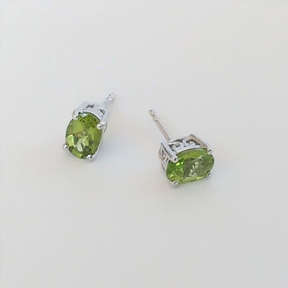 Peridot 5x7 Oval 2 Cttw Post Earrings - Picture 5 of 7